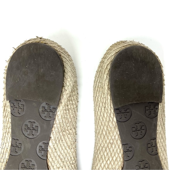 Tory Burch Reva Storm Grey Leather Distressed Python Snake Ballet Flats Size 8.5 - Picture 9 of 10